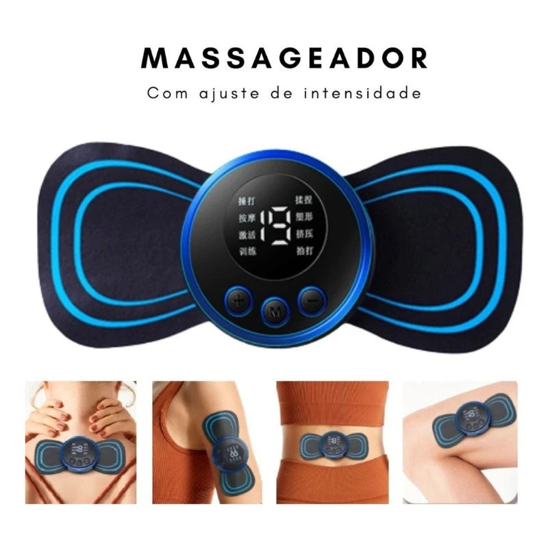 Mini Massageador Elétrico | Portátil | Recarregável | Muscular | Pescoço | Pernas | Coluna | Lombar | USB | Fisioterapia | Bi Volt