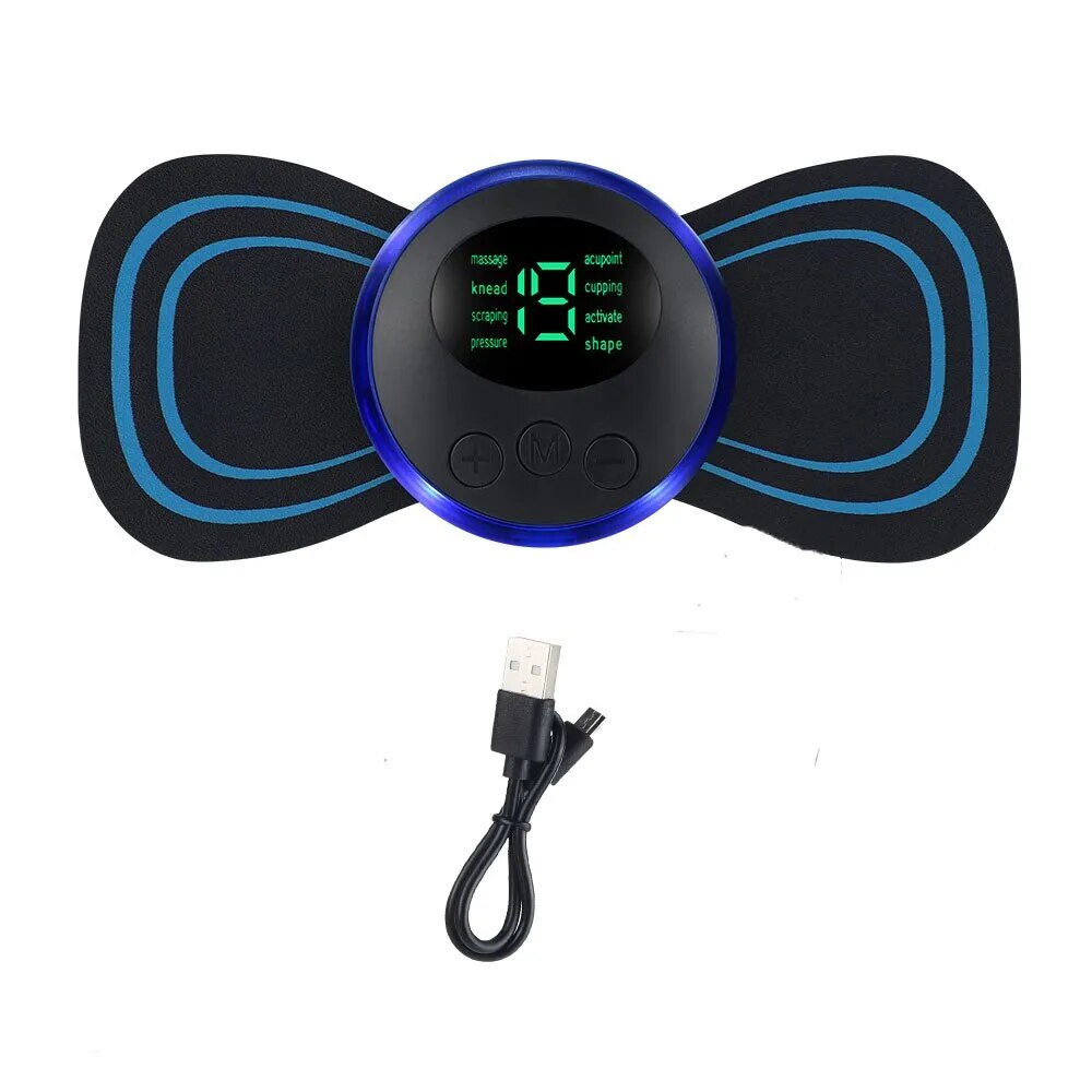 Mini Massageador Elétrico | Portátil | Recarregável | Muscular | Pescoço | Pernas | Coluna | Lombar | USB | Fisioterapia | Bi Volt