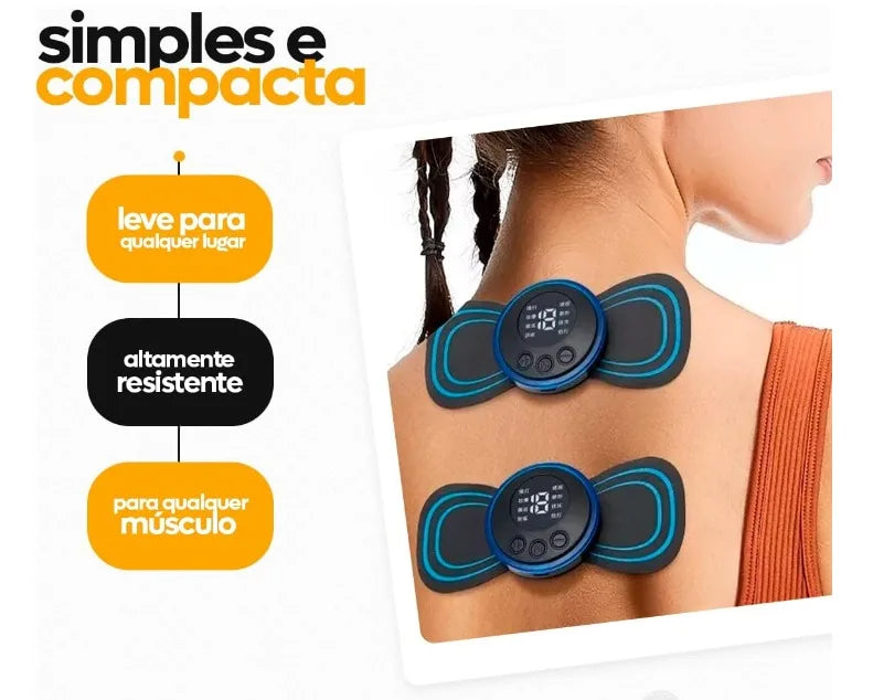 Mini Massageador Elétrico | Portátil | Recarregável | Muscular | Pescoço | Pernas | Coluna | Lombar | USB | Fisioterapia | Bi Volt