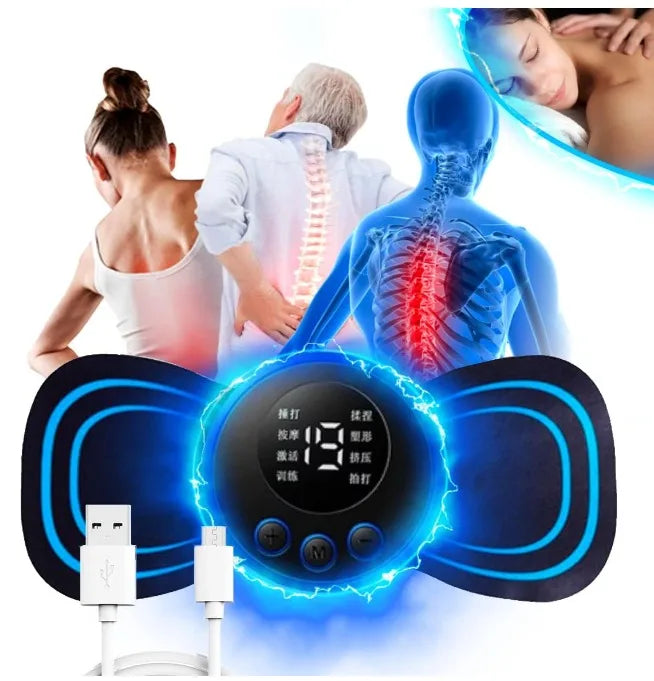 Mini Massageador Elétrico | Portátil | Recarregável | Muscular | Pescoço | Pernas | Coluna | Lombar | USB | Fisioterapia | Bi Volt