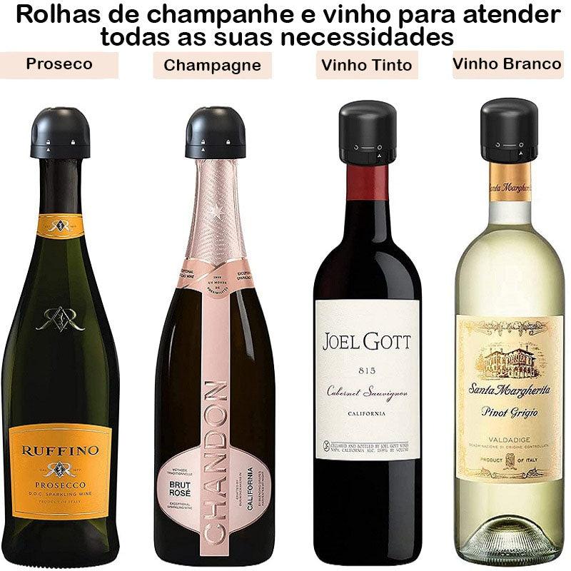 Red Wine Champagne Bottle Stopper-Rolha de garrafa de vinho à vacuo - KLM FÍSIO